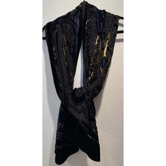 Avenue Scarf Sheer Burnout Velvet Silk Blend Goth Fairy Boho Festival 90s Look - Picture 5 of 12